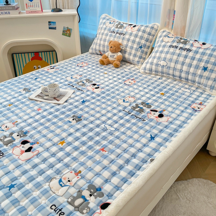 91家纺网 家纺一手货源 找家纺 梵朴 2025新款牛奶绒夹棉床垫床褥加厚珊瑚绒床护垫-印花系列（大床图） 汪汪小队