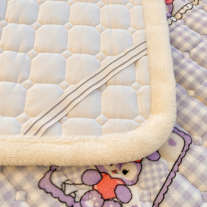 91家纺网 家纺一手货源 找家纺 梵朴 2025新款牛奶绒夹棉床垫床褥加厚珊瑚绒床护垫-印花系列（大床图） 星黛免兔