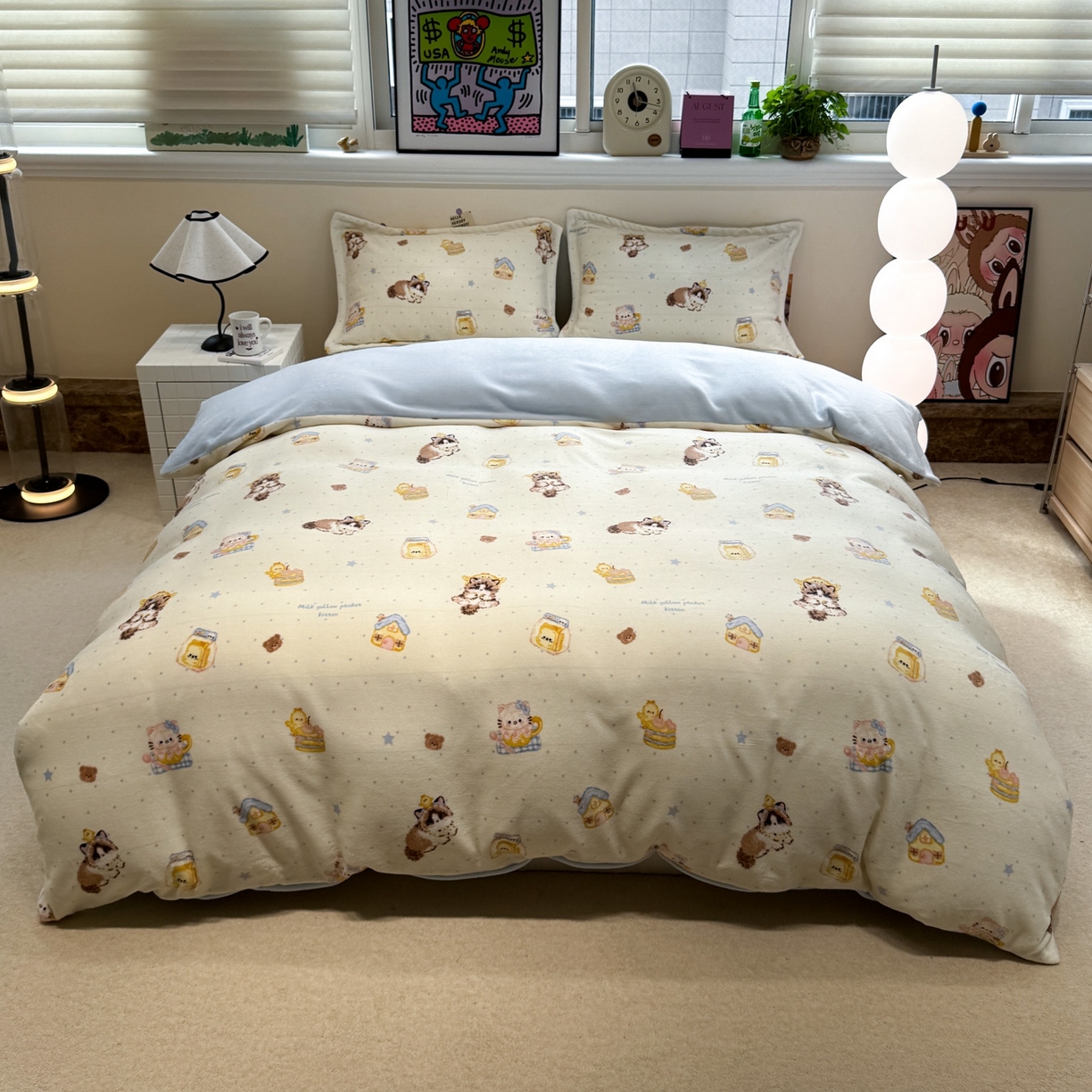 91家纺网 家纺一手货源 找家纺 （总）潘朵拉 2025新款ins风牛奶绒床盖四件套