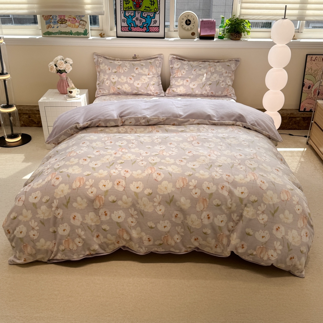 91家纺网 家纺一手货源 找家纺 （总）潘朵拉 2025新款ins风牛奶绒床盖四件套