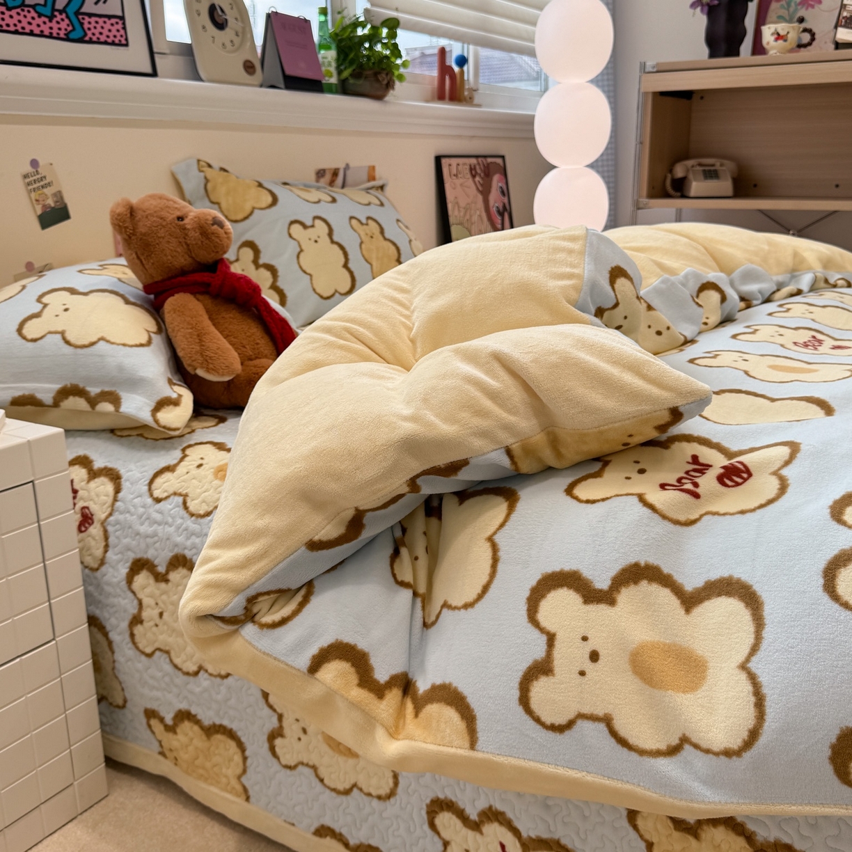 91家纺网 家纺一手货源 找家纺 （总）潘朵拉 2025新款ins风牛奶绒床盖四件套