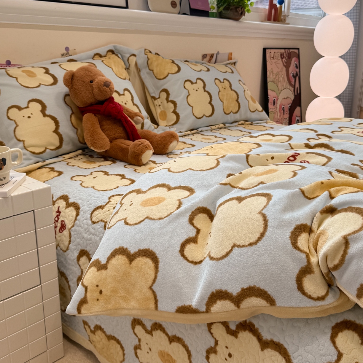 91家纺网 家纺一手货源 找家纺 （总）潘朵拉 2025新款ins风牛奶绒床盖四件套