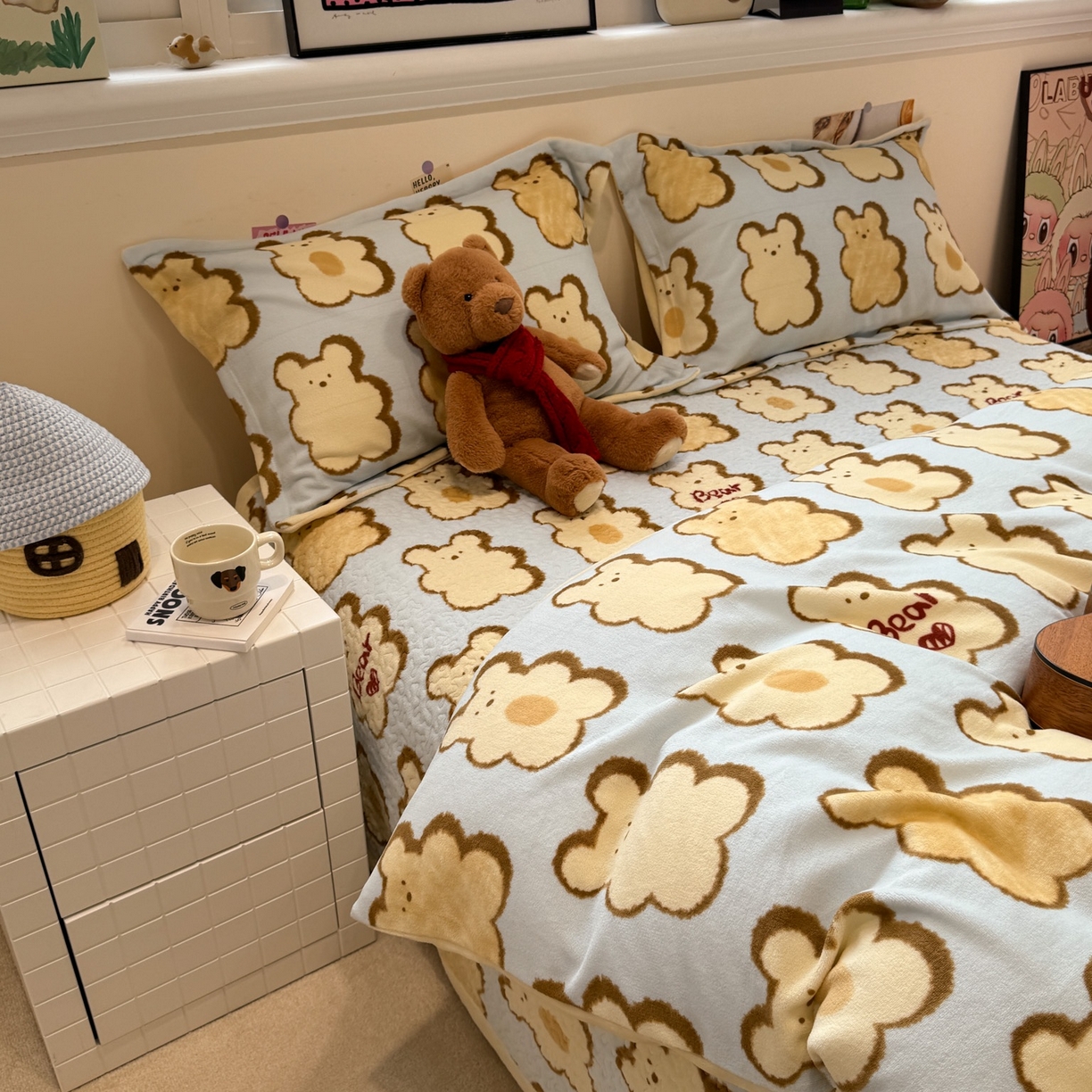 91家纺网 家纺一手货源 找家纺 （总）潘朵拉 2025新款ins风牛奶绒床盖四件套