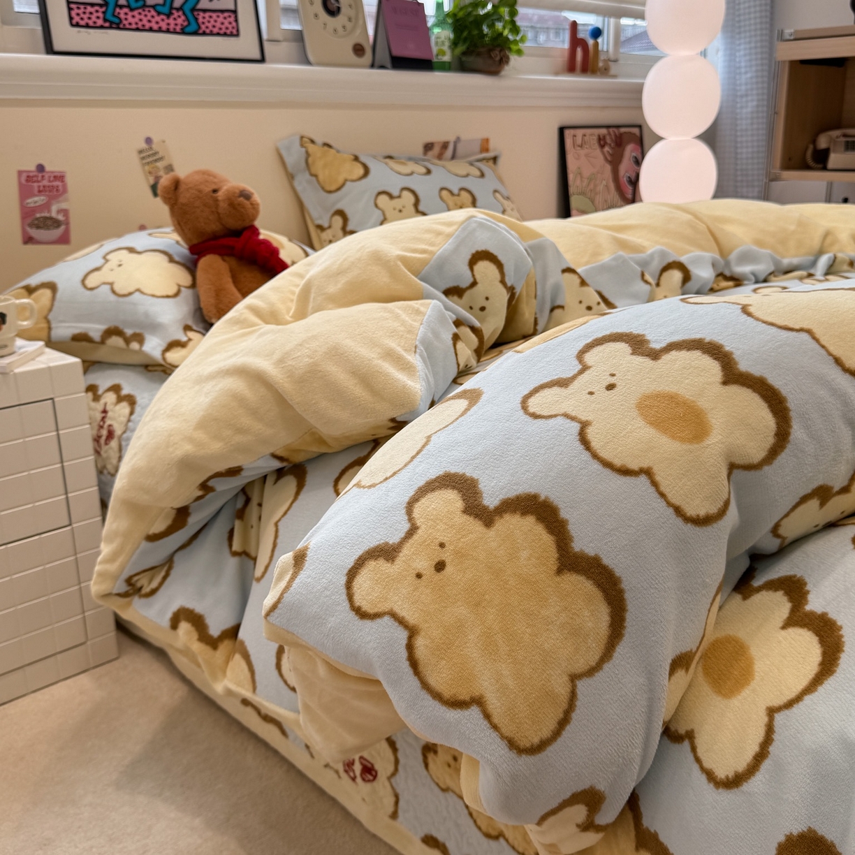 91家纺网 家纺一手货源 找家纺 （总）潘朵拉 2025新款ins风牛奶绒床盖四件套