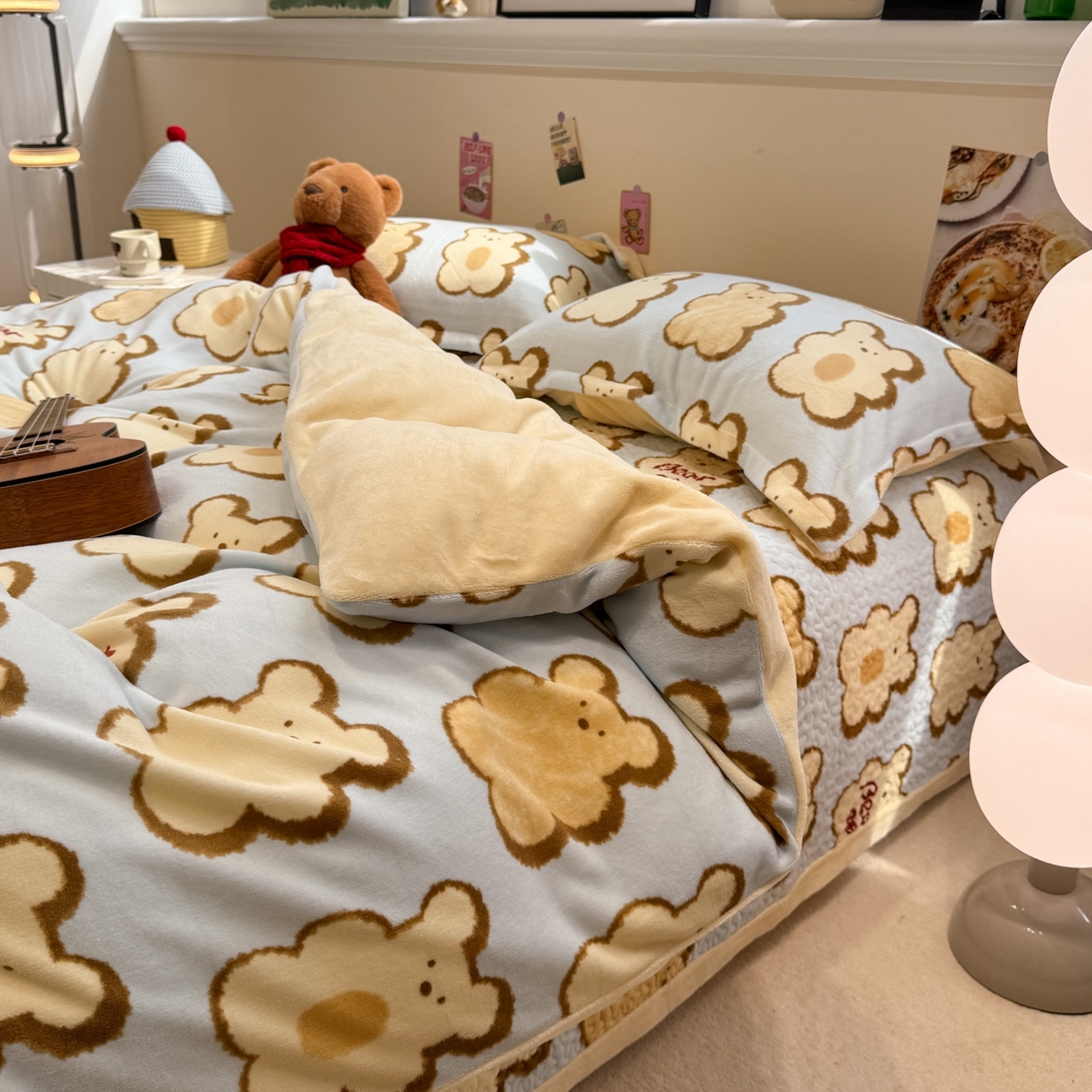 91家纺网 家纺一手货源 找家纺 （总）潘朵拉 2025新款ins风牛奶绒床盖四件套