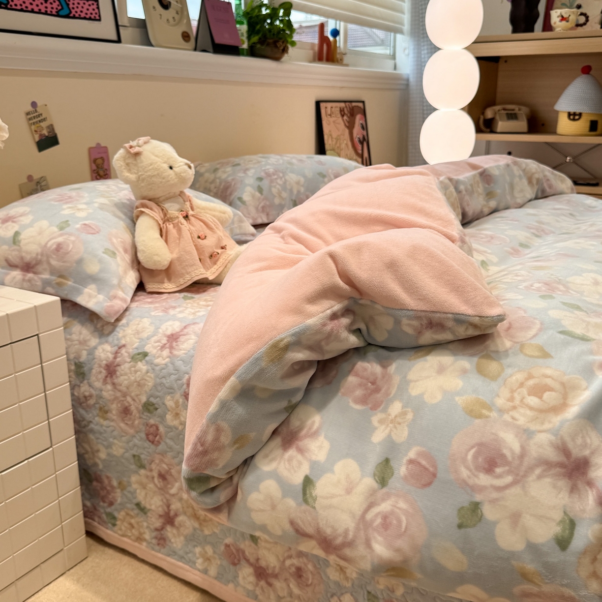 91家纺网 家纺一手货源 找家纺 潘朵拉 2025新款ins风牛奶绒床盖四件套 花漾