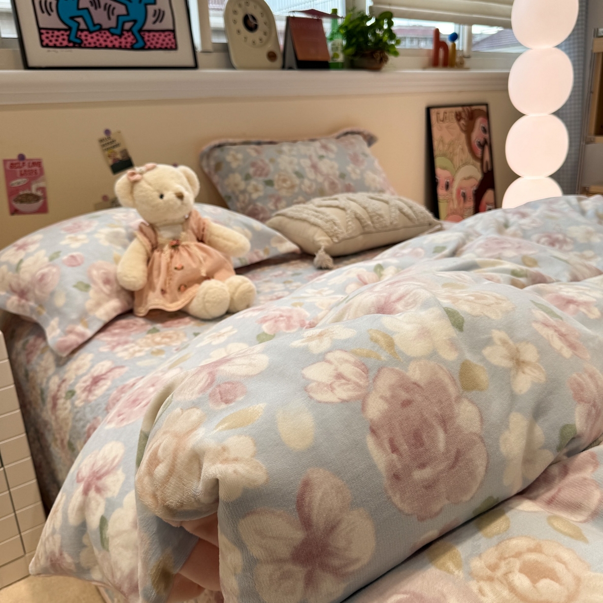 91家纺网 家纺一手货源 找家纺 潘朵拉 2025新款ins风牛奶绒床盖四件套 花漾