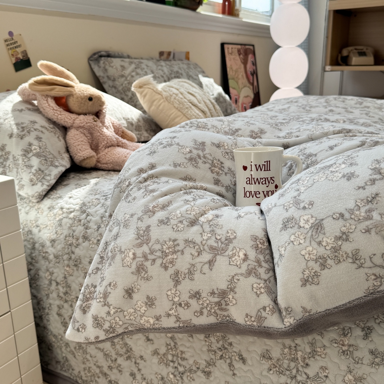 91家纺网 家纺一手货源 找家纺 潘朵拉 2025新款ins风牛奶绒床盖四件套 墨莲