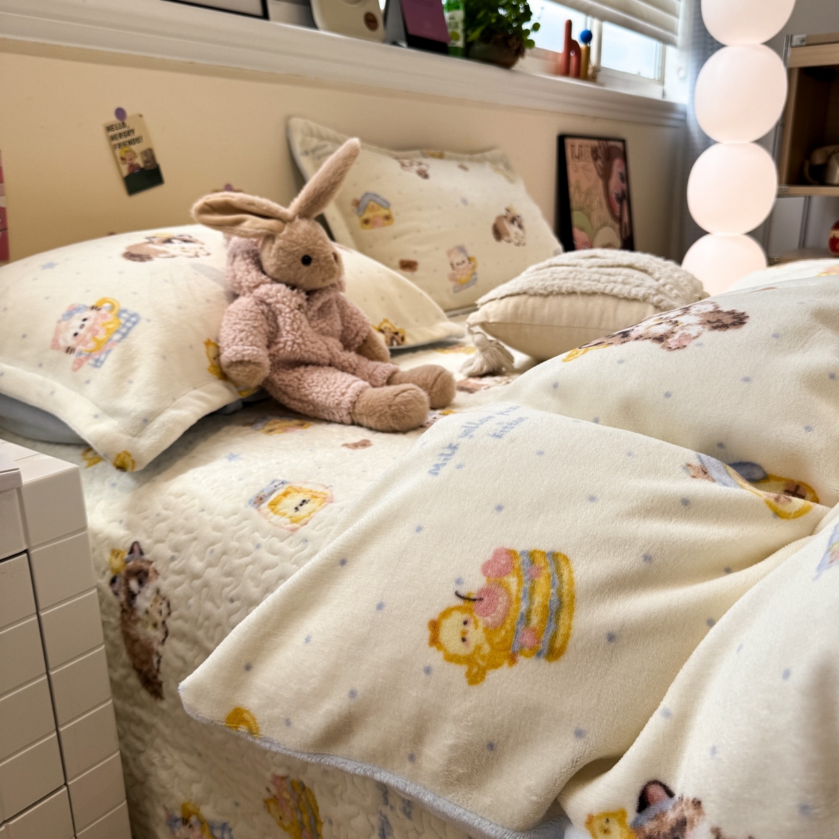 91家纺网 家纺一手货源 找家纺 潘朵拉 2025新款ins风牛奶绒床盖四件套 奶酪狗