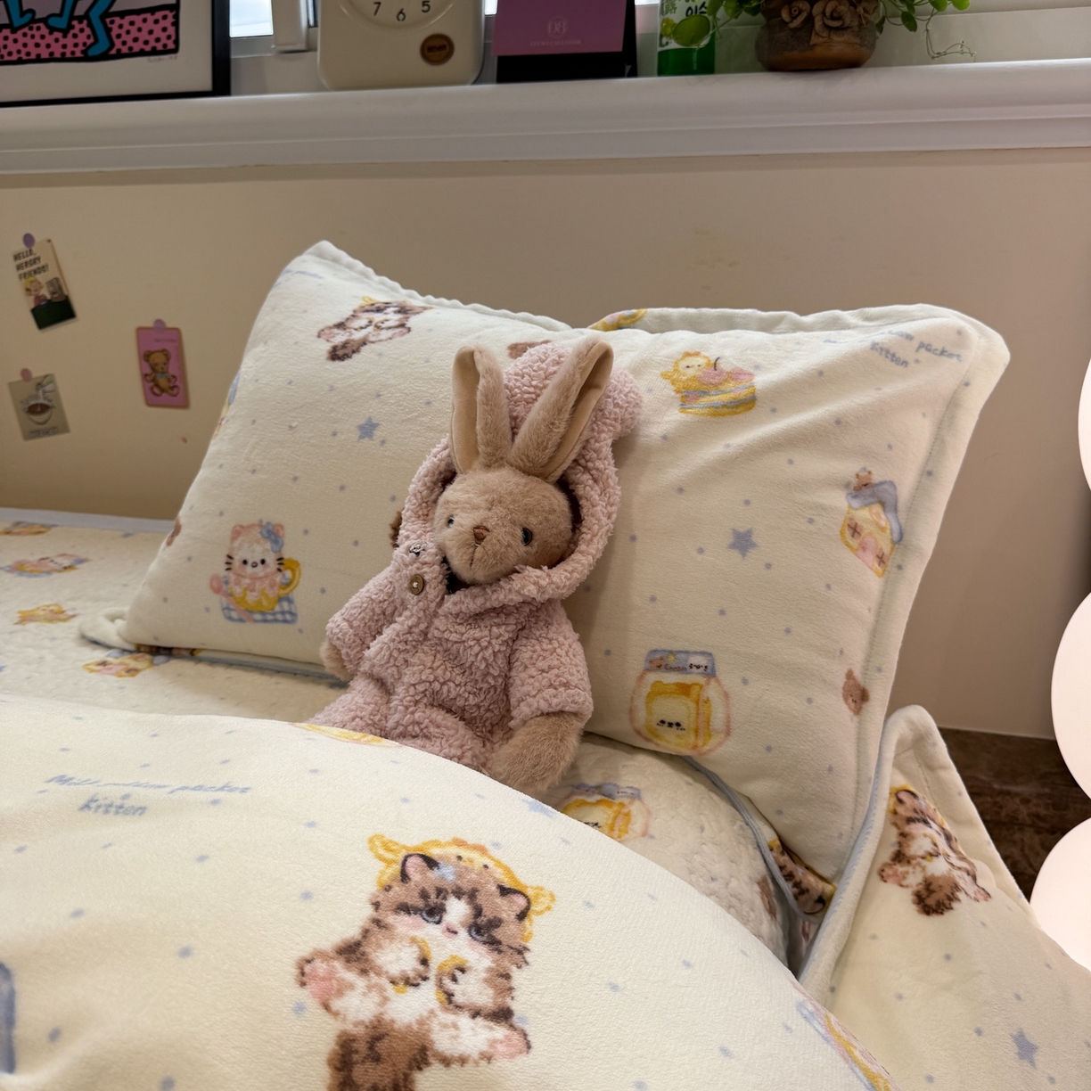 91家纺网 家纺一手货源 找家纺 潘朵拉 2025新款ins风牛奶绒床盖四件套 奶酪狗