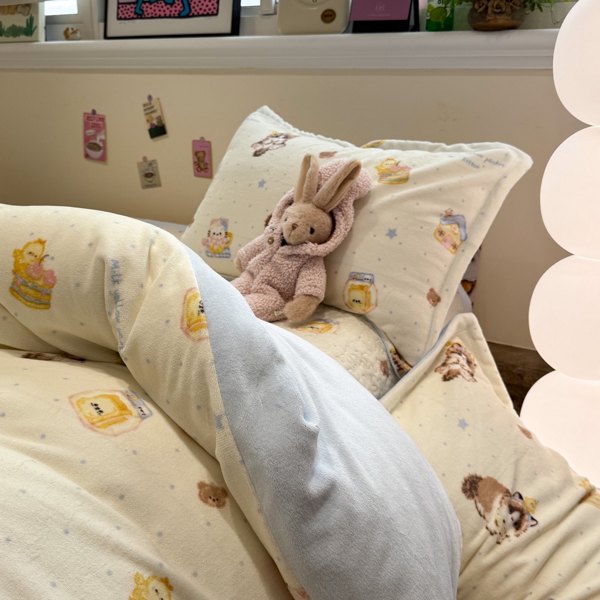 91家纺网 家纺一手货源 找家纺 潘朵拉 2025新款ins风牛奶绒床盖四件套 奶酪狗