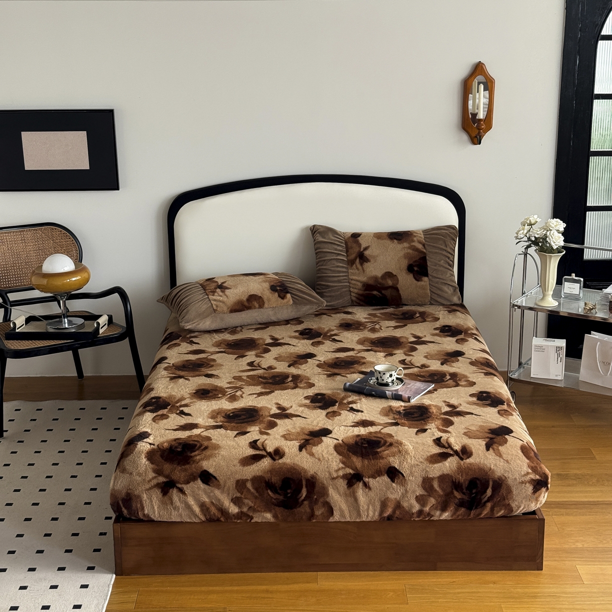 91家纺网 家纺一手货源 找家纺 新印象 2025新款兔毛绒保暖床笠系列 兔毛绒-花优