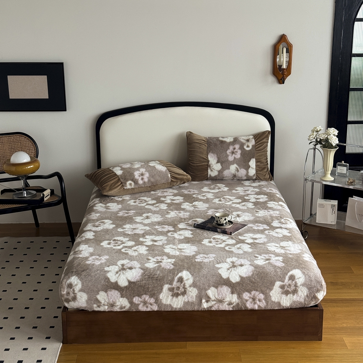 91家纺网 家纺一手货源 找家纺 新印象 2025新款兔毛绒保暖床笠系列 兔毛绒-浅栀