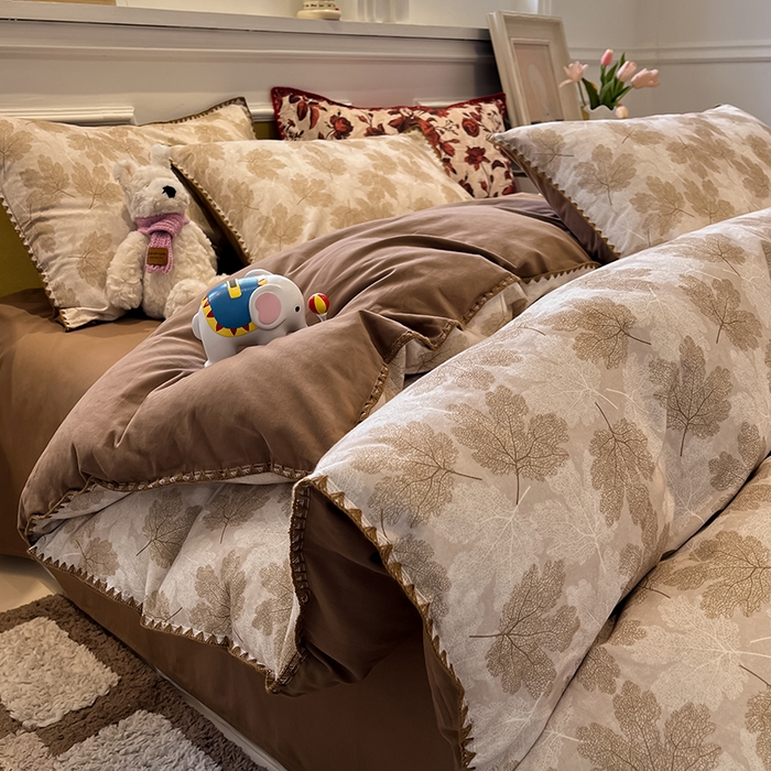 91家纺网 家纺一手货源 找家纺 （总）吉象家纺 2025新款全棉磨毛三角针贝壳边印花四件套