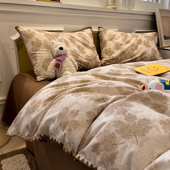 91家纺网 家纺一手货源 找家纺 （总）吉象家纺 2025新款全棉磨毛三角针贝壳边印花四件套