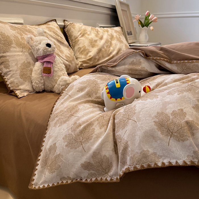 91家纺网 家纺一手货源 找家纺 （总）吉象家纺 2025新款全棉磨毛三角针贝壳边印花四件套