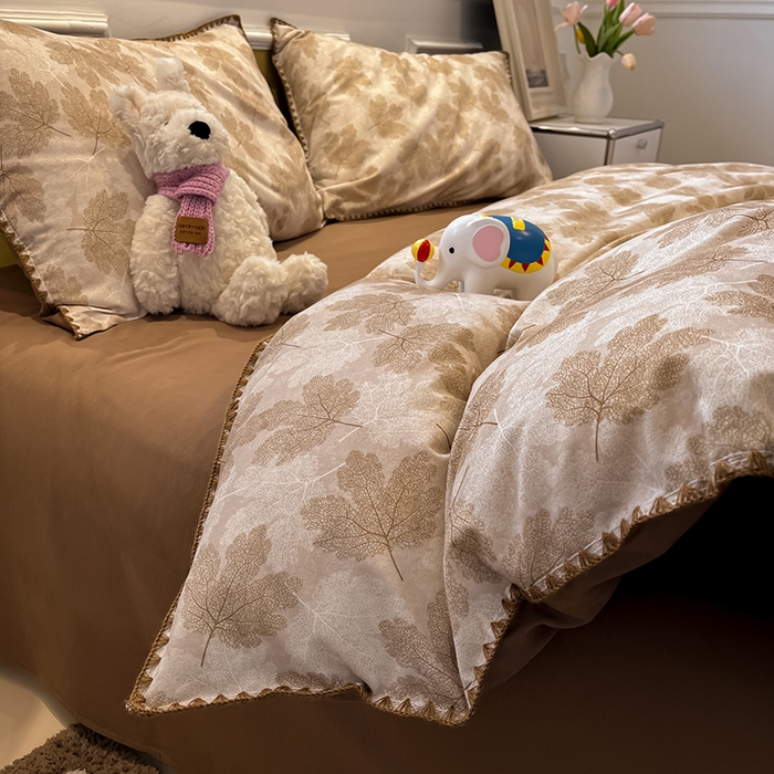 91家纺网 家纺一手货源 找家纺 （总）吉象家纺 2025新款全棉磨毛三角针贝壳边印花四件套