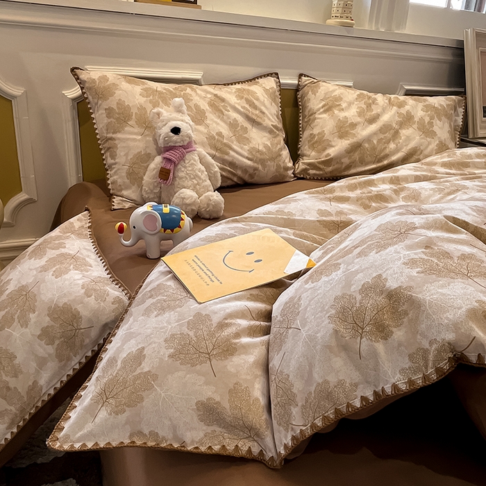 91家纺网 家纺一手货源 找家纺 （总）吉象家纺 2025新款全棉磨毛三角针贝壳边印花四件套