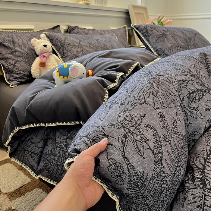 91家纺网 家纺一手货源 找家纺 （总）吉象家纺 2025新款全棉磨毛三角针贝壳边印花四件套