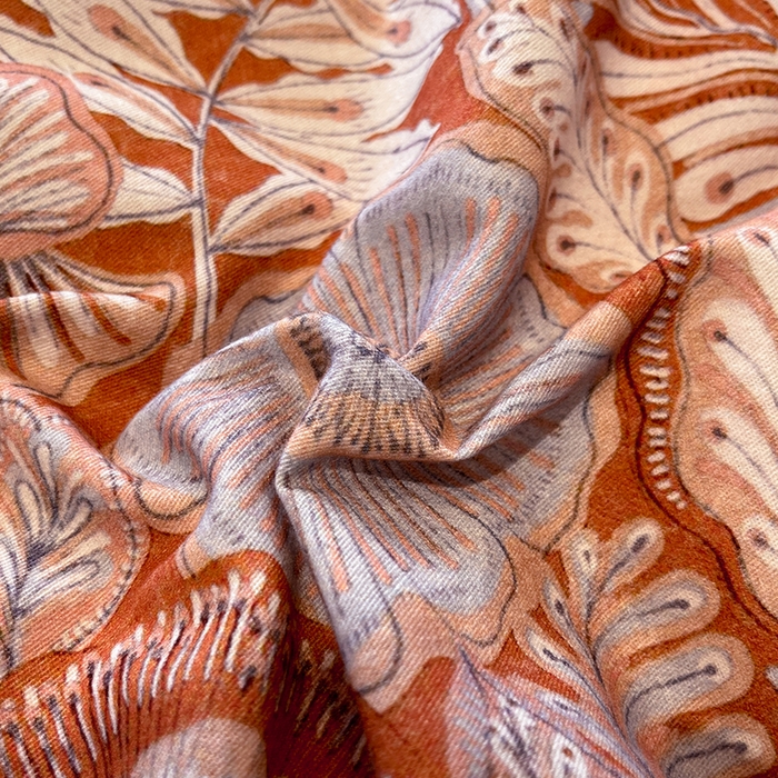 91家纺网 家纺一手货源 找家纺 吉象家纺 2025新款全棉磨毛三角针贝壳边印花四件套 满园花开 -桔