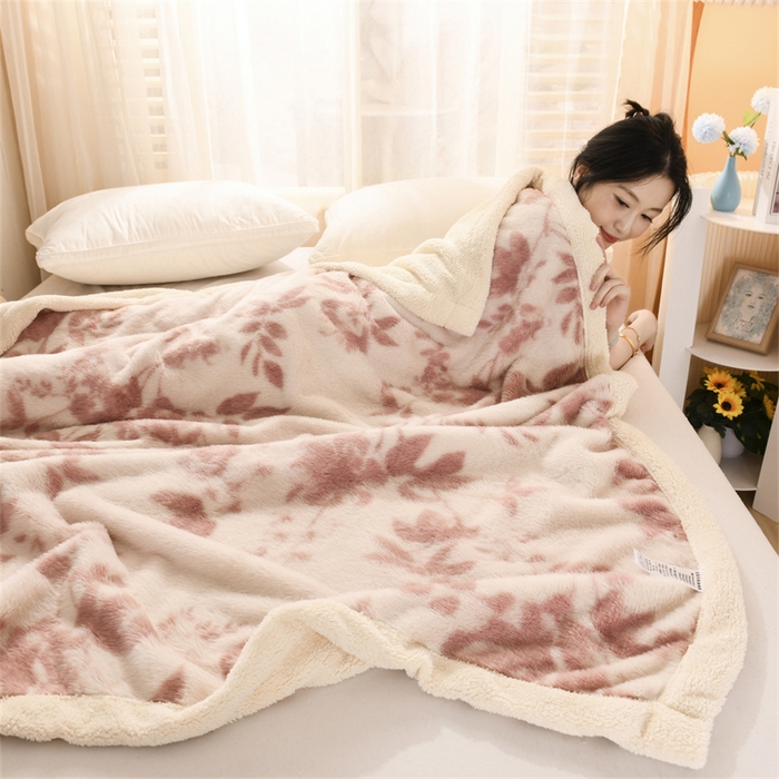 91家纺网 家纺一手货源 找家纺 （总）恋绒家居 2025新款美拉德风格双层毛毯休闲毯办公室毯子午睡毯