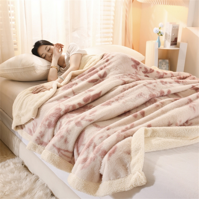 91家纺网 家纺一手货源 找家纺 （总）恋绒家居 2025新款美拉德风格双层毛毯休闲毯办公室毯子午睡毯