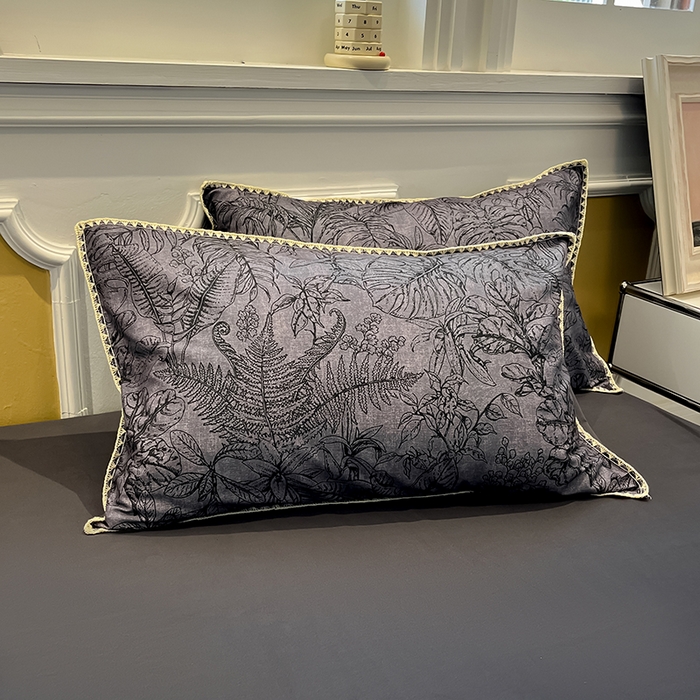 91家纺网 家纺一手货源 找家纺 吉象家纺 2025新款全棉磨毛三角针贝壳边印花四件套 清浅