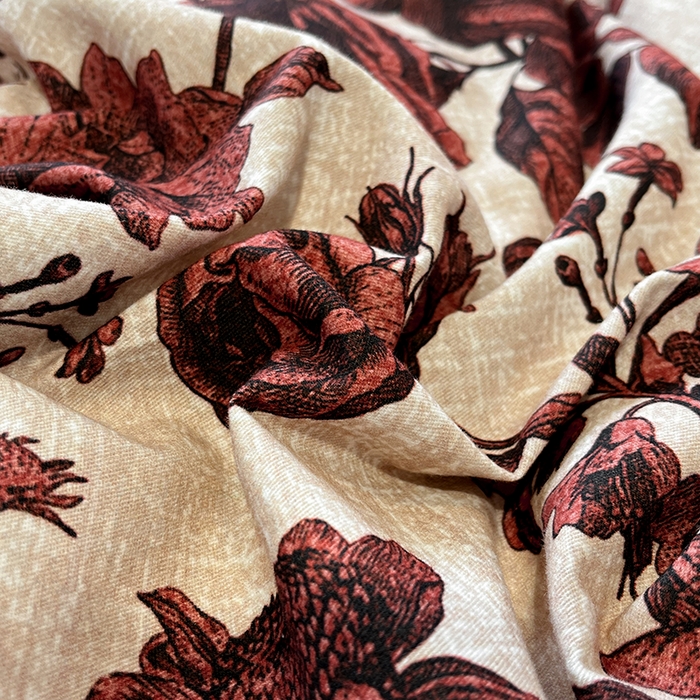 91家纺网 家纺一手货源 找家纺 吉象家纺 2025新款全棉磨毛三角针贝壳边印花四件套 薰染 -红