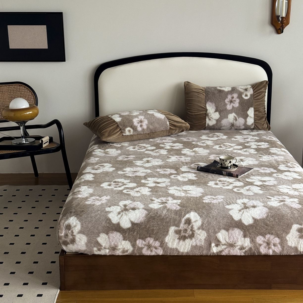 91家纺网 家纺一手货源 找家纺 新印象 2025新款兔毛绒保暖床笠系列 兔毛绒-浅栀