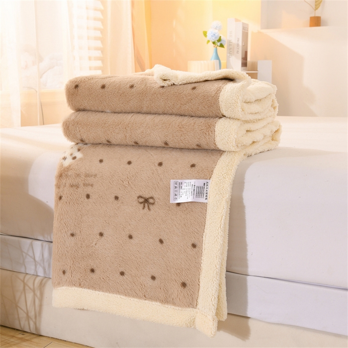 恋绒家纺 2025新款美拉德风格双层毛毯休闲毯办公室毯子午睡毯 蝴蝶结