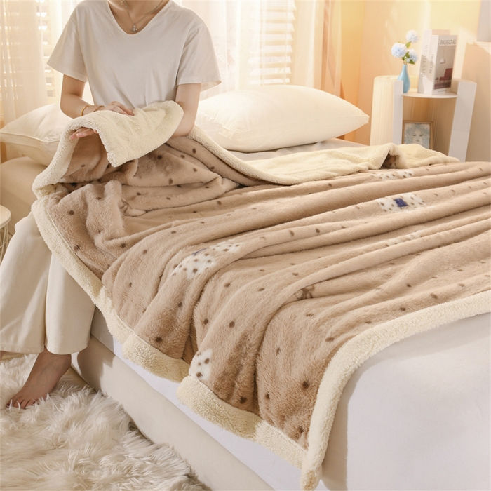 91家纺网 家纺一手货源 找家纺 恋绒家纺 2025新款美拉德风格双层毛毯休闲毯办公室毯子午睡毯 蝴蝶结