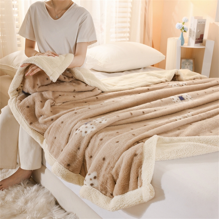 91家纺网 家纺一手货源 找家纺 恋绒家纺 2025新款美拉德风格双层毛毯休闲毯办公室毯子午睡毯 蝴蝶结