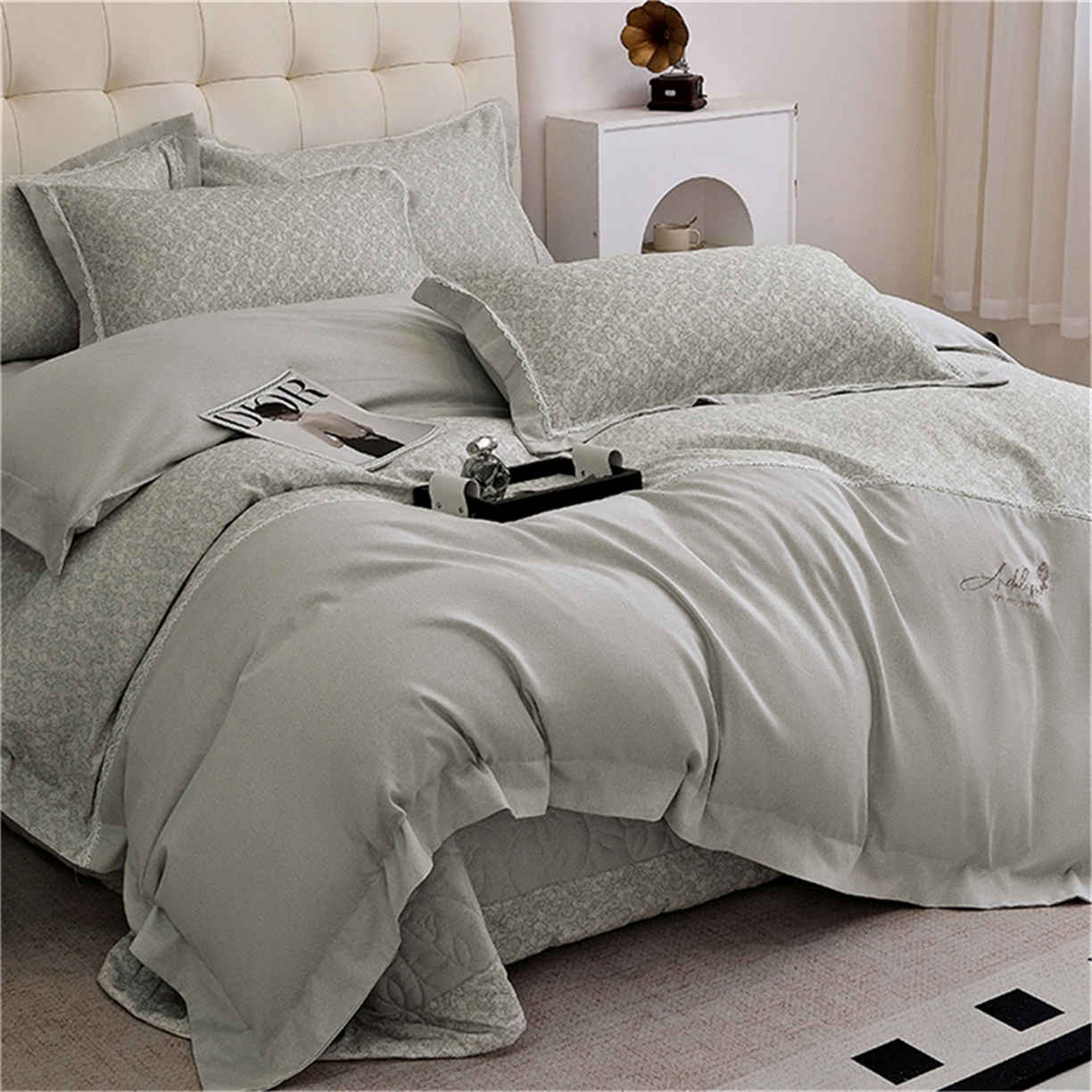 91家纺网 家纺一手货源 找家纺 （总）OL家纺 2025新款100s全棉磨毛印染加刺绣四件套（控价1.5/1.8标准被套折券后368元！！！）