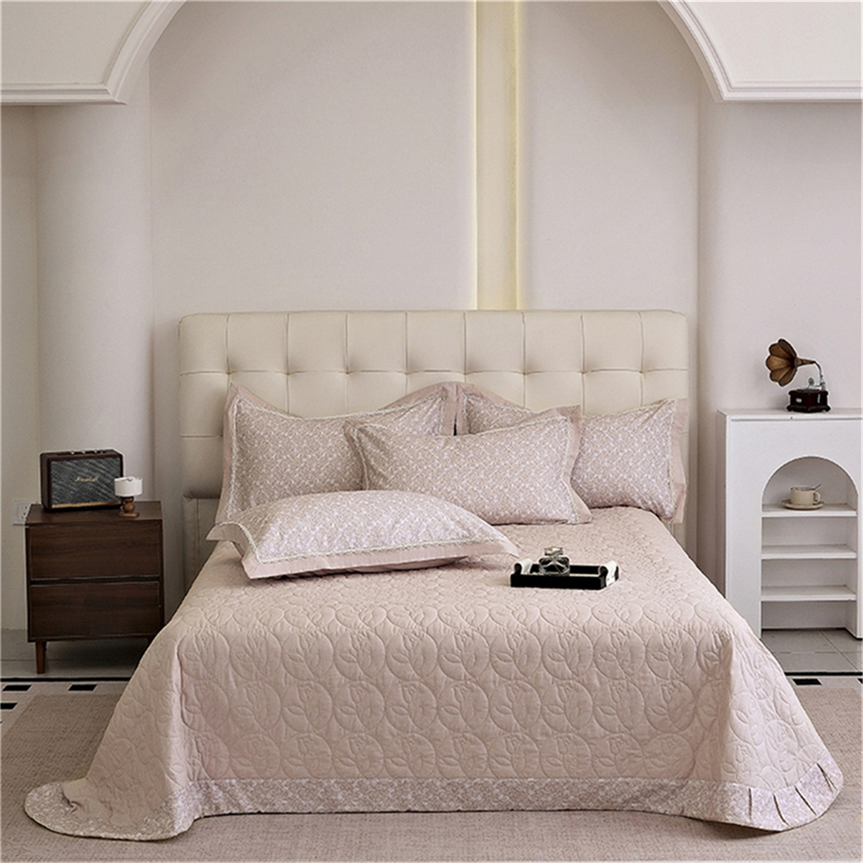 91家纺网 家纺一手货源 找家纺 OL家纺 2025新款100s全棉磨毛印染加刺绣四件套（控价1.5/1.8标准被套折券后368元！！！） 樱桃粉