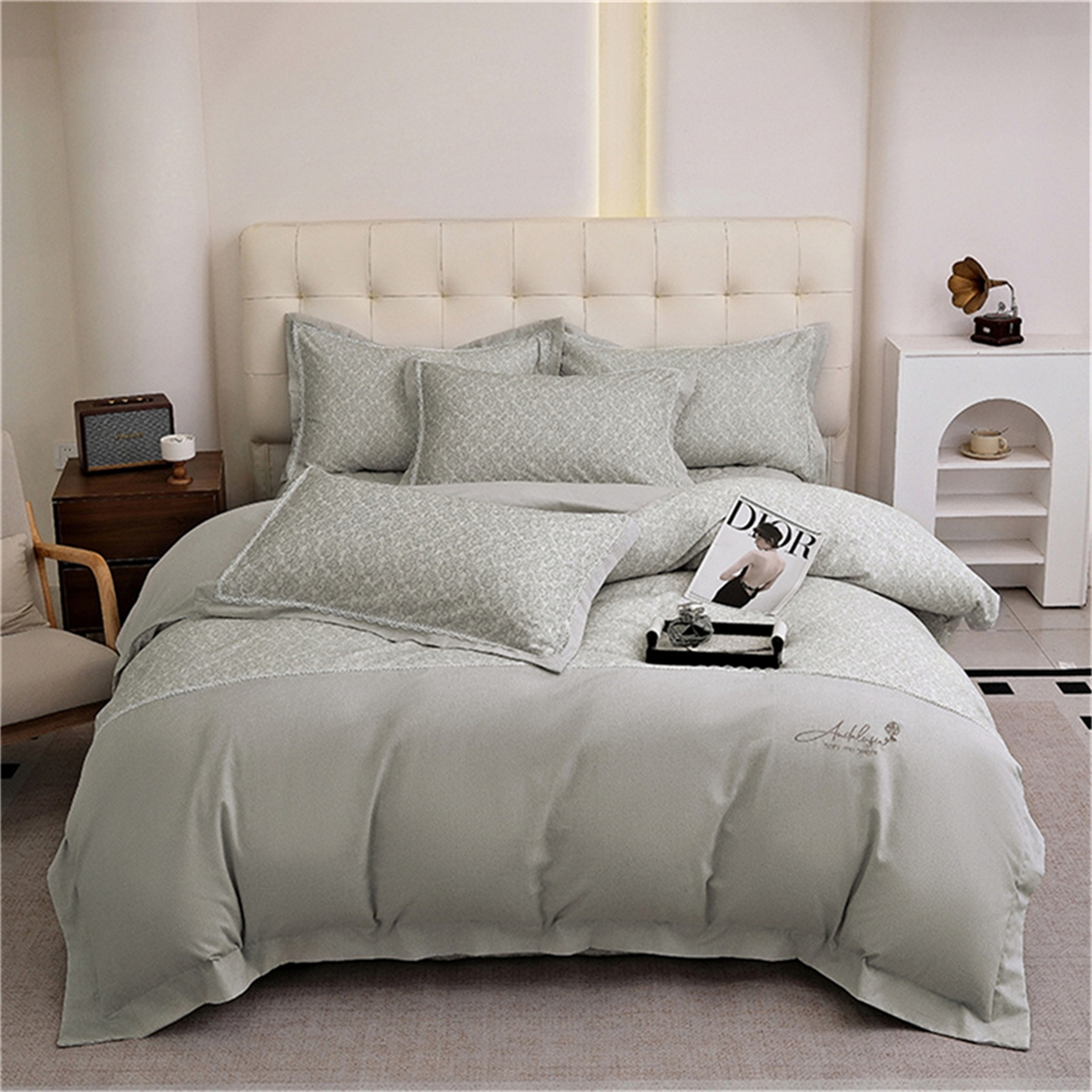 91家纺网 家纺一手货源 找家纺 （总）OL家纺 2025新款100s全棉磨毛印染加刺绣四件套（控价1.5/1.8标准被套折券后368元！！！）