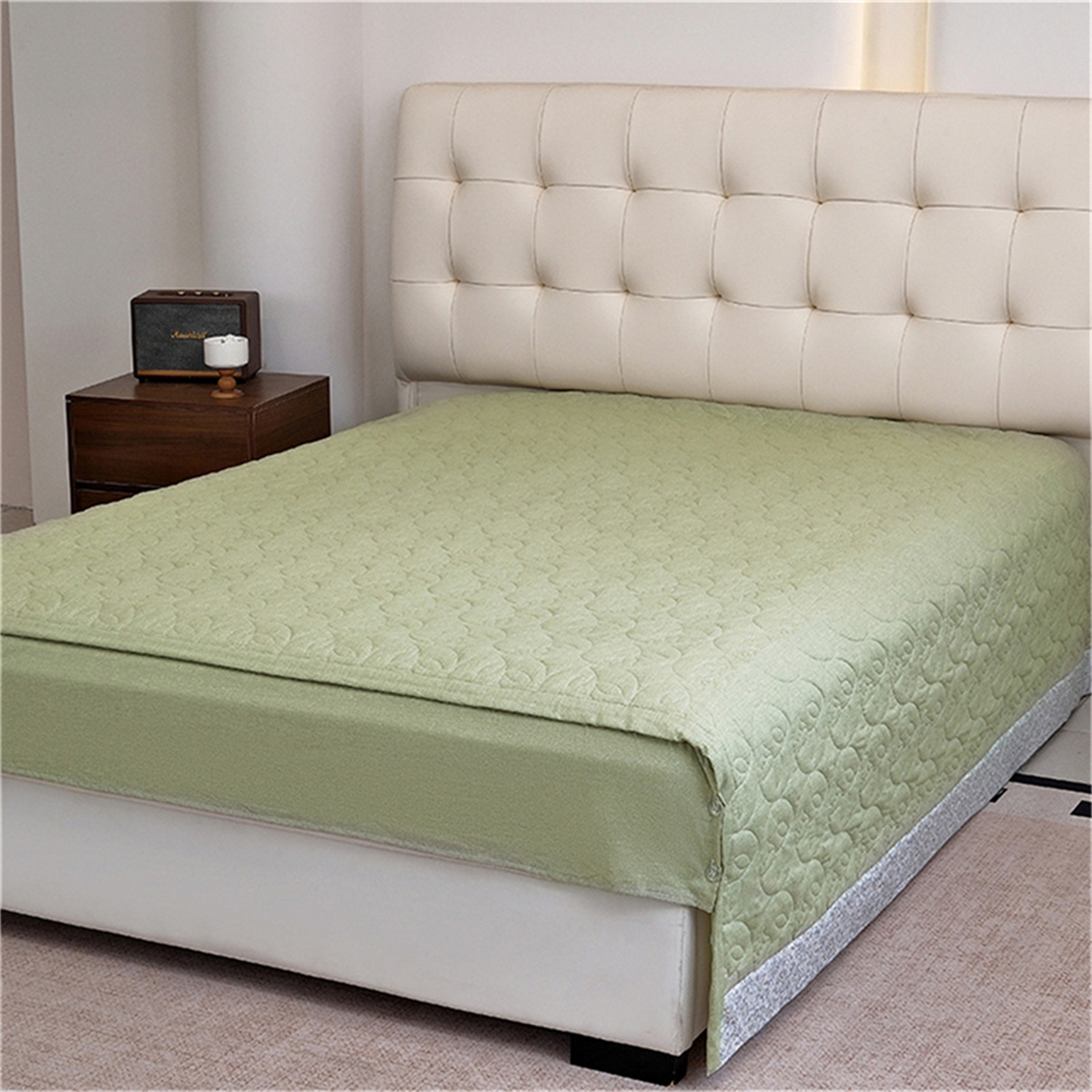 91家纺网 家纺一手货源 找家纺 OL家纺 2025新款100s全棉磨毛印染加刺绣四件套（控价1.5/1.8标准被套折券后368元！！！） 苹果绿