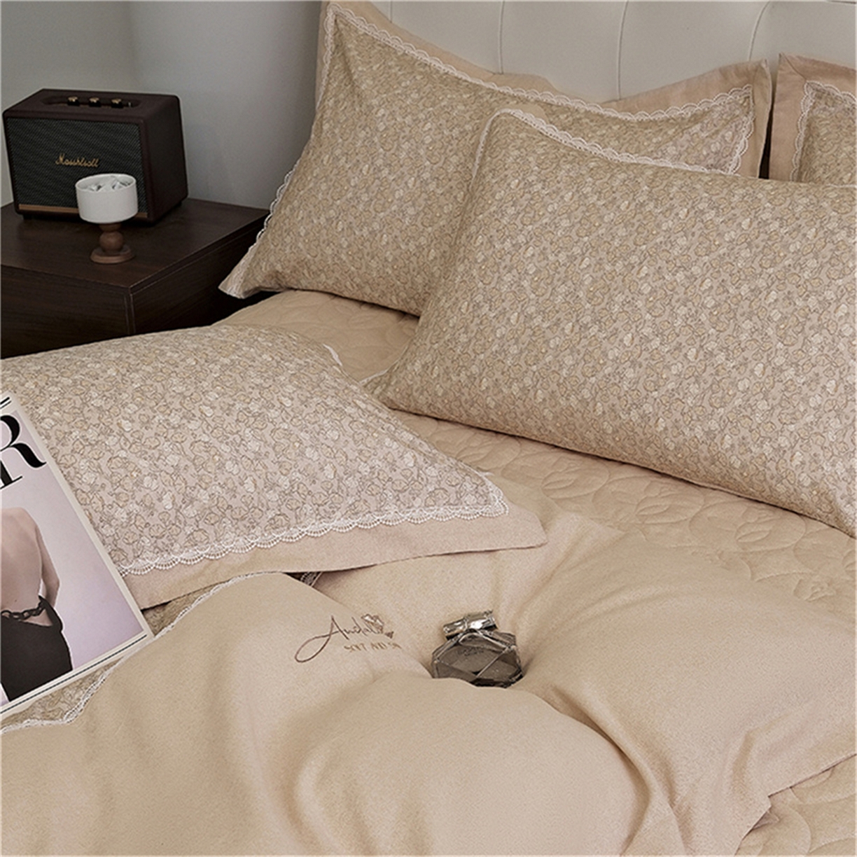 91家纺网 家纺一手货源 找家纺 OL家纺 2025新款100s全棉磨毛印染加刺绣四件套（控价1.5/1.8标准被套折券后368元！！！） 香槟金