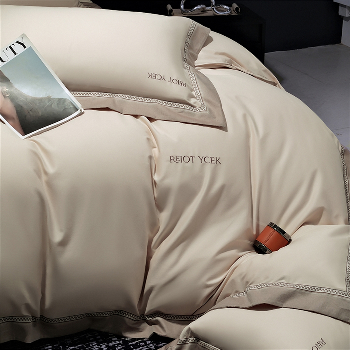 91家纺网 家纺一手货源 找家纺 OL家纺 2025新款100全棉双股磨毛四件套（控价1.5/1.8标准被套折券后368元！！！） 香槟金