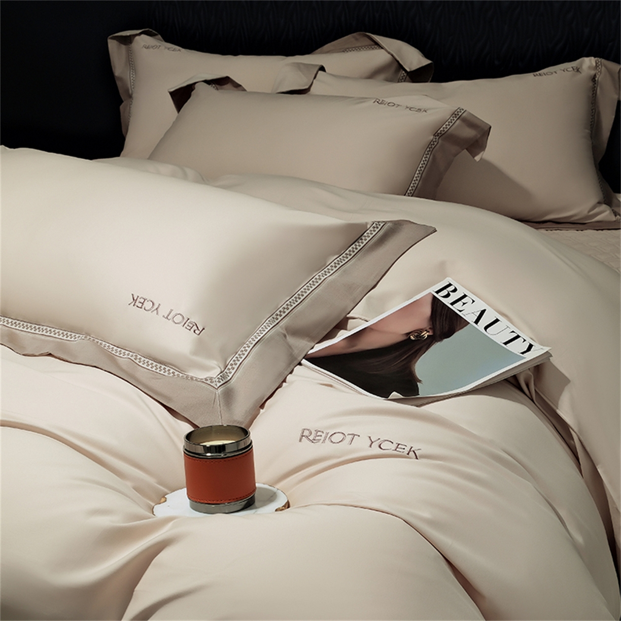 91家纺网 家纺一手货源 找家纺 OL家纺 2025新款100全棉双股磨毛四件套（控价1.5/1.8标准被套折券后368元！！！） 香槟金