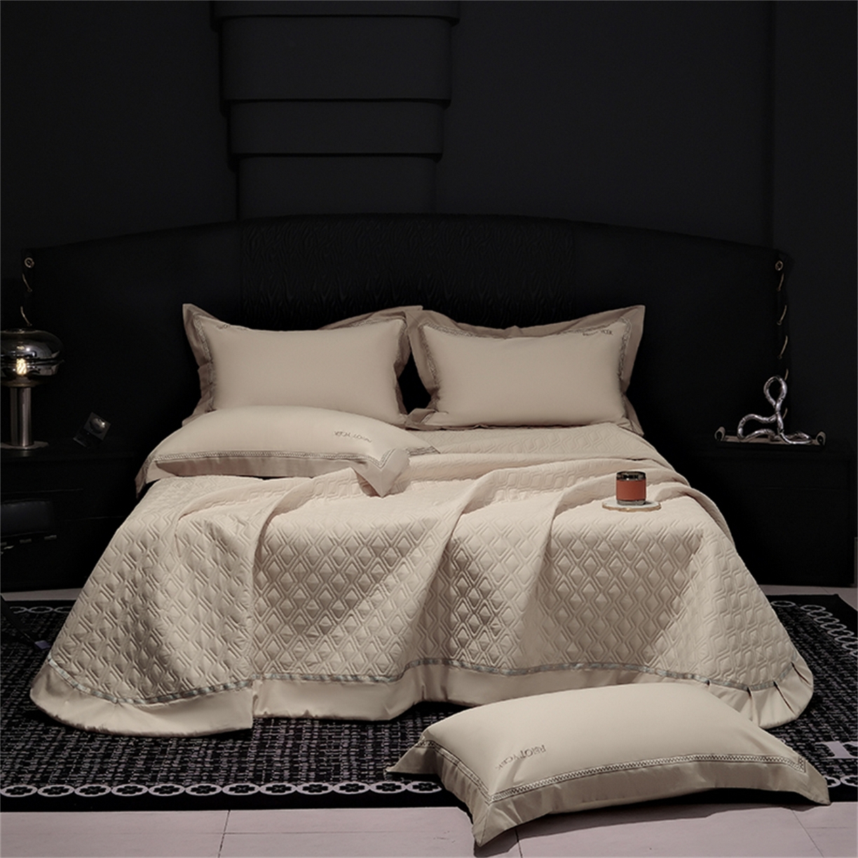 91家纺网 家纺一手货源 找家纺 OL家纺 2025新款100全棉双股磨毛四件套（控价1.5/1.8标准被套折券后368元！！！） 香槟金