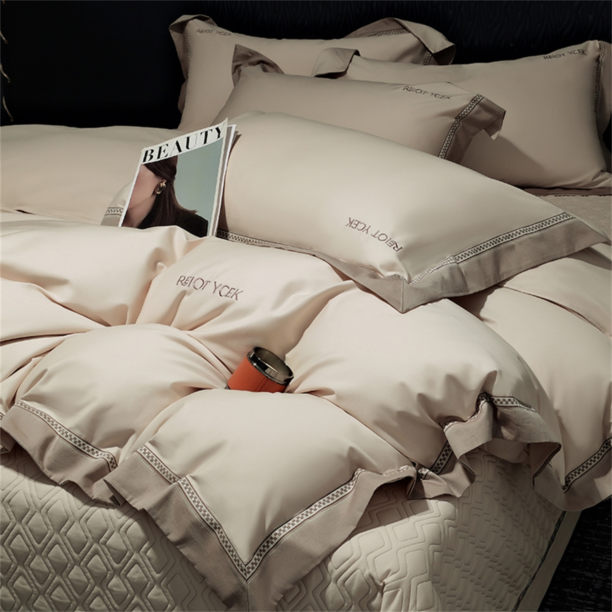 91家纺网 家纺一手货源 找家纺 OL家纺 2025新款100全棉双股磨毛四件套（控价1.5/1.8标准被套折券后368元！！！） 香槟金