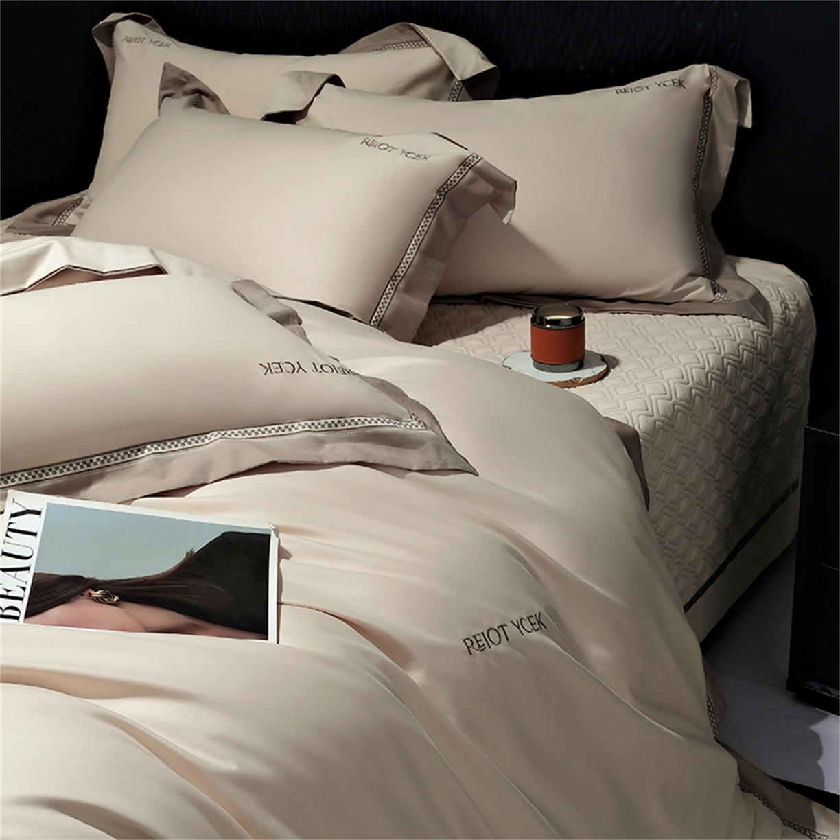 91家纺网 家纺一手货源 找家纺 OL家纺 2025新款100全棉双股磨毛四件套（控价1.5/1.8标准被套折券后368元！！！） 香槟金