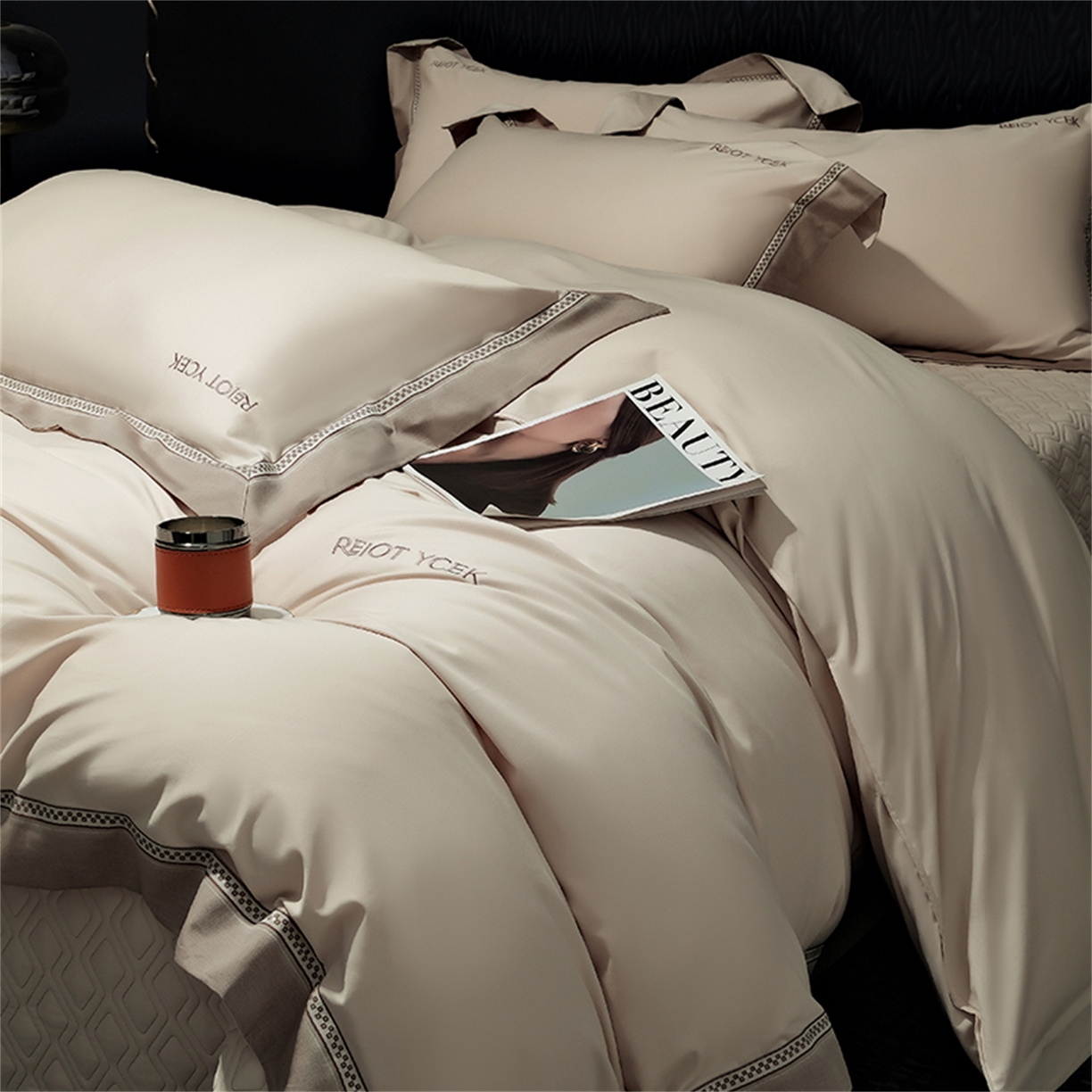 91家纺网 家纺一手货源 找家纺 OL家纺 2025新款100全棉双股磨毛四件套（控价1.5/1.8标准被套折券后368元！！！） 香槟金