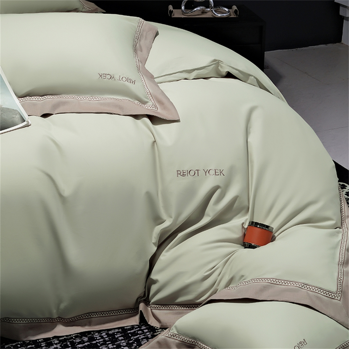 91家纺网 家纺一手货源 找家纺 OL家纺 2025新款100全棉双股磨毛四件套（控价1.5/1.8标准被套折券后368元！！！） 苹果绿