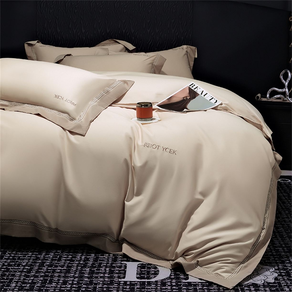 91家纺网 家纺一手货源 找家纺 OL家纺 2025新款100全棉双股磨毛四件套（控价1.5/1.8标准被套折券后368元！！！） 香槟金