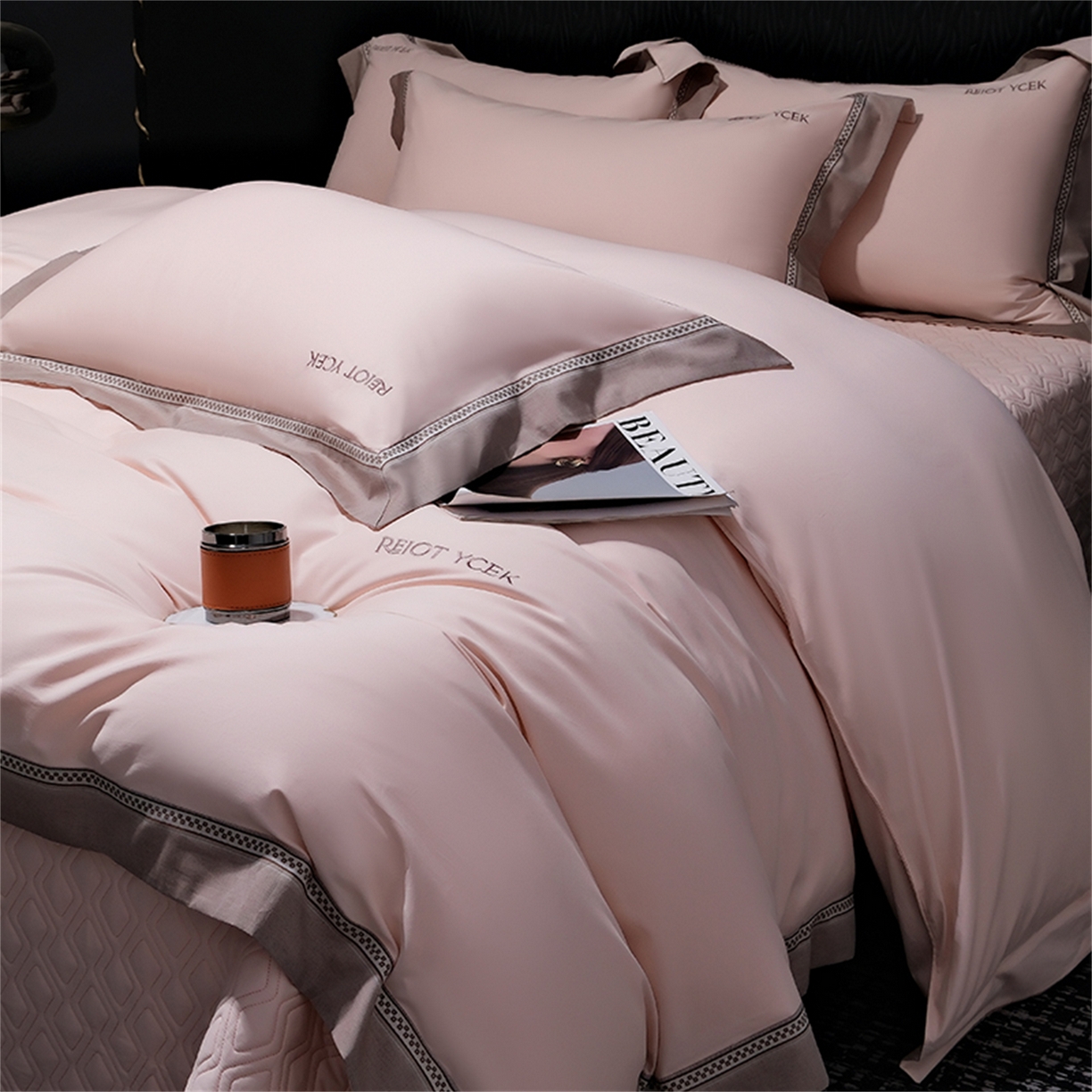 91家纺网 家纺一手货源 找家纺 OL家纺 2025新款100全棉双股磨毛四件套（控价1.5/1.8标准被套折券后368元！！！） 樱桃粉