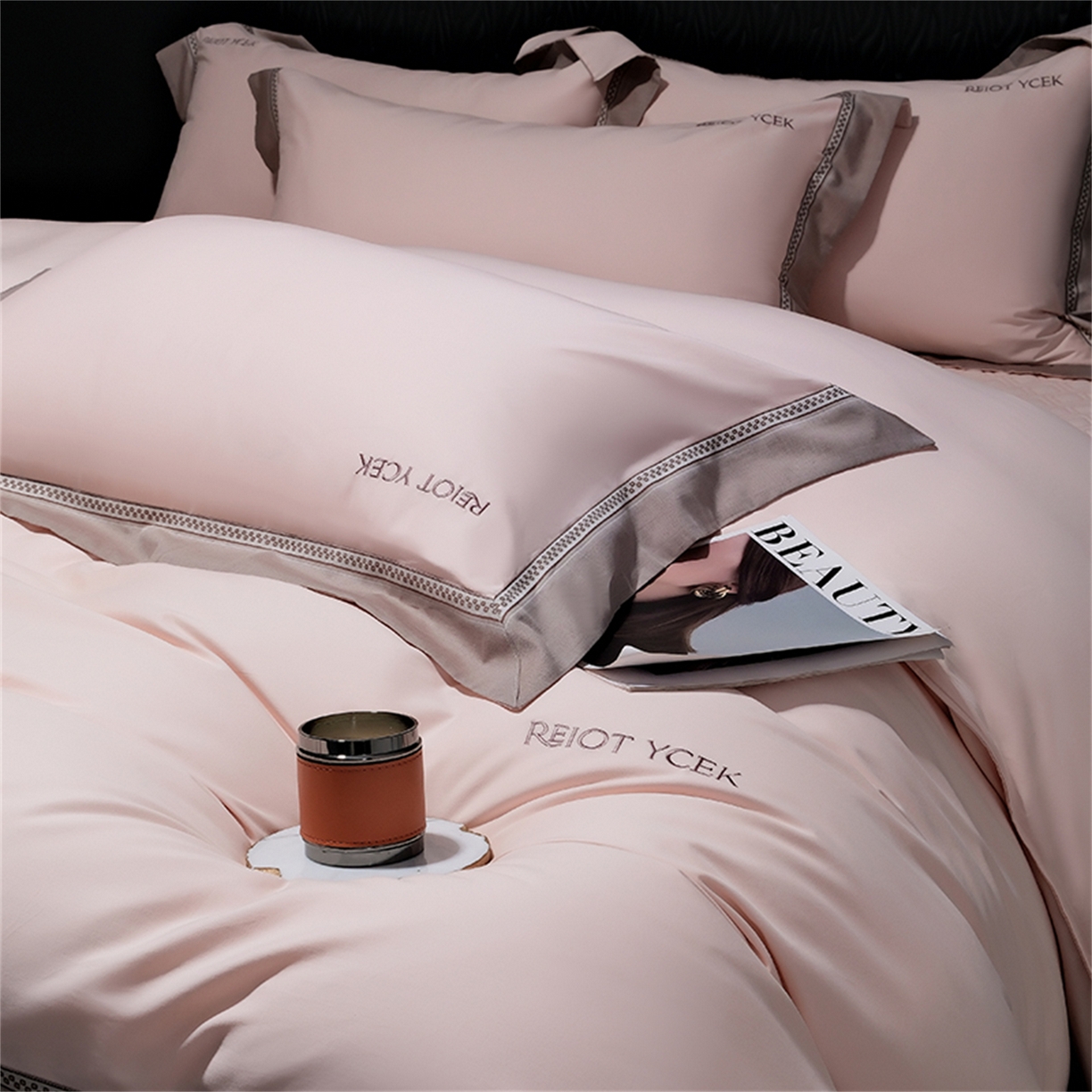 91家纺网 家纺一手货源 找家纺 OL家纺 2025新款100全棉双股磨毛四件套（控价1.5/1.8标准被套折券后368元！！！） 樱桃粉