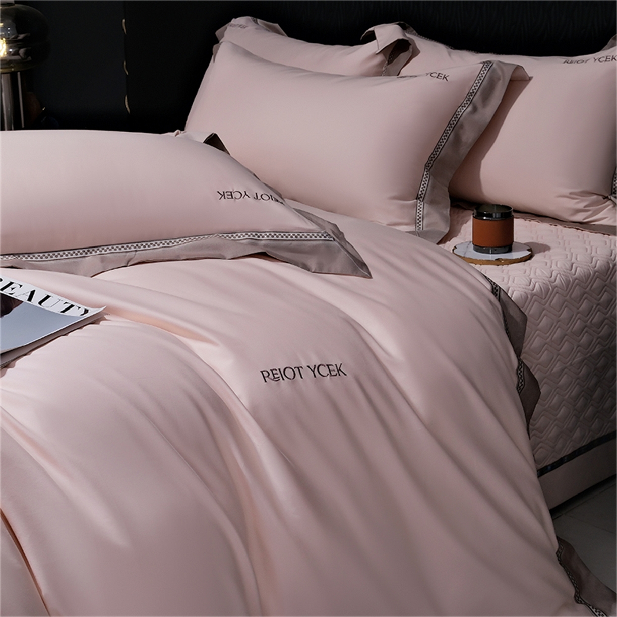 91家纺网 家纺一手货源 找家纺 OL家纺 2025新款100全棉双股磨毛四件套（控价1.5/1.8标准被套折券后368元！！！） 樱桃粉