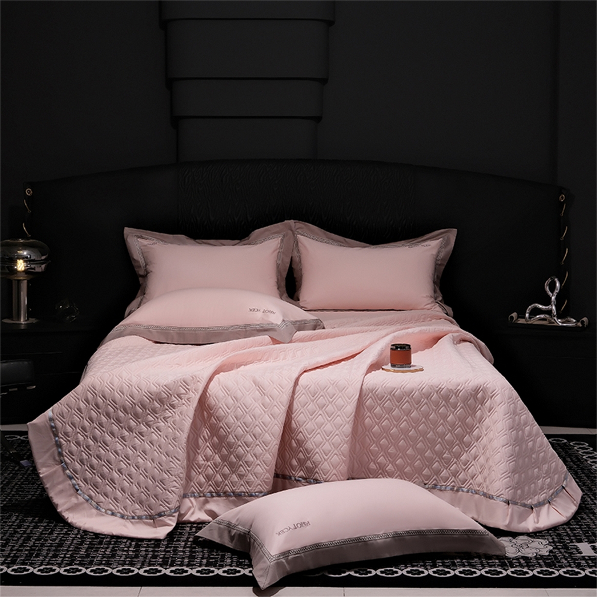 91家纺网 家纺一手货源 找家纺 OL家纺 2025新款100全棉双股磨毛四件套（控价1.5/1.8标准被套折券后368元！！！） 樱桃粉