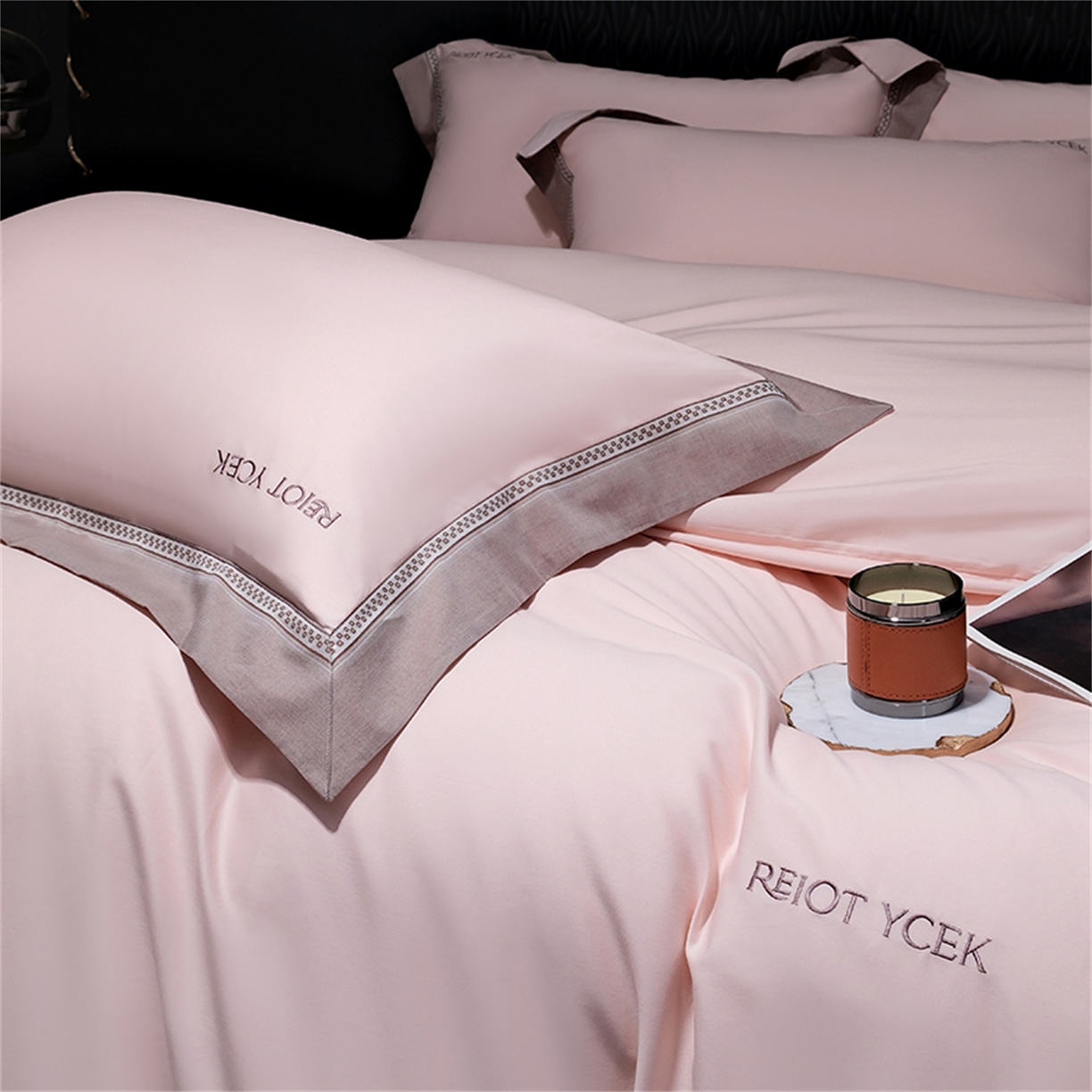 91家纺网 家纺一手货源 找家纺 OL家纺 2025新款100全棉双股磨毛四件套（控价1.5/1.8标准被套折券后368元！！！） 樱桃粉